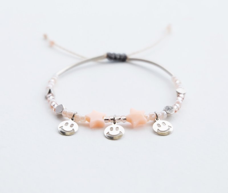 Smiley peach star adjustable string bracelet - 手链/手环 - 聚酯纤维 橘色