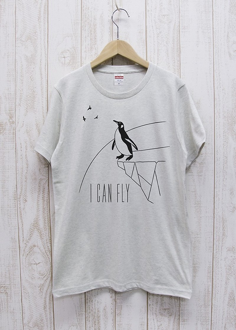 I CAN FLY　ペンギン　オートミール / R010-T-OA - 中性连帽卫衣/T 恤 - 棉．麻 白色