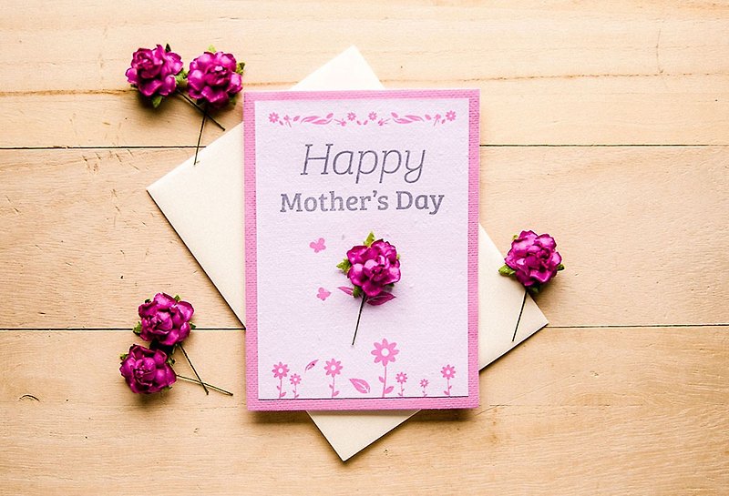 母亲节 Happy Mother's Day 种子卡片 - 卡片/明信片 - 纸 粉红色