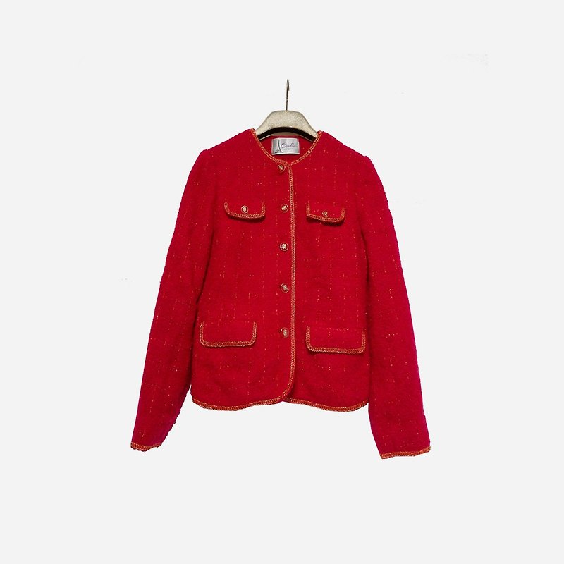 脱臼古着 / 圈圈线红外套外套 no.1185 vintage - 女装休闲/机能外套 - 其他材质 红色