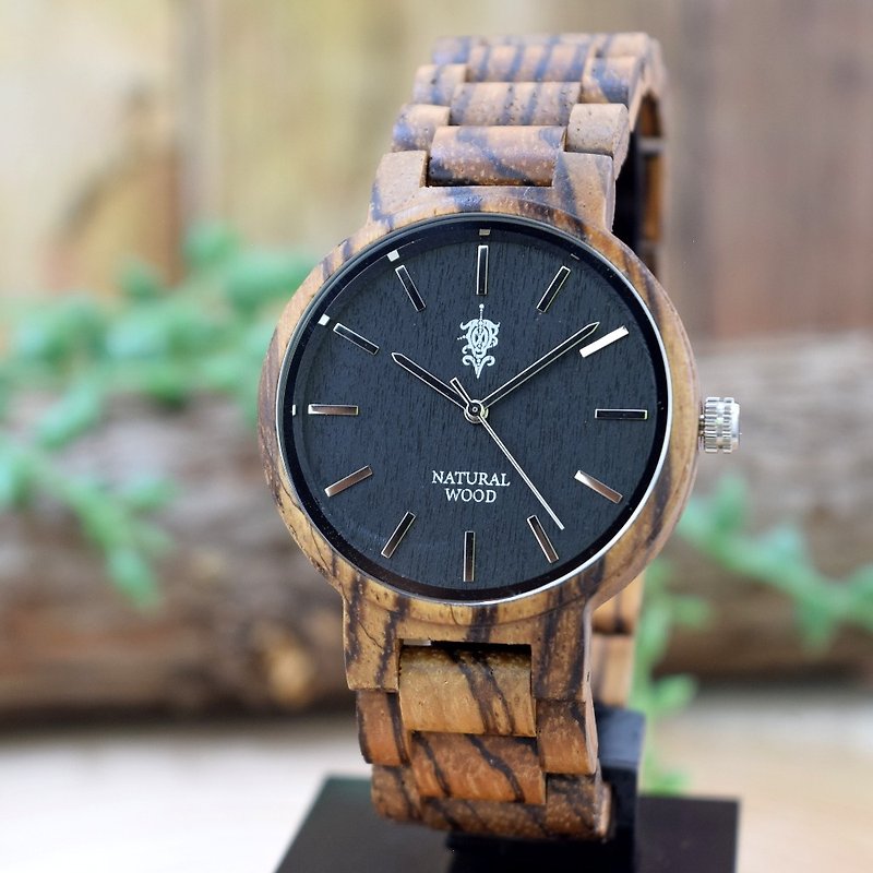 EINBAND Dank Zebrawood 40mm  Wooden Watch - 对表/情侣表 - 木头 咖啡色
