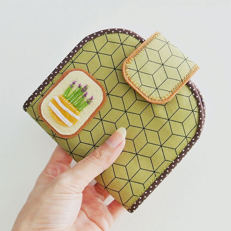 Card Holder Wallet, Keychain Wallet, Change Purse - Cactus - 皮夹/钱包 - 棉．麻 绿色