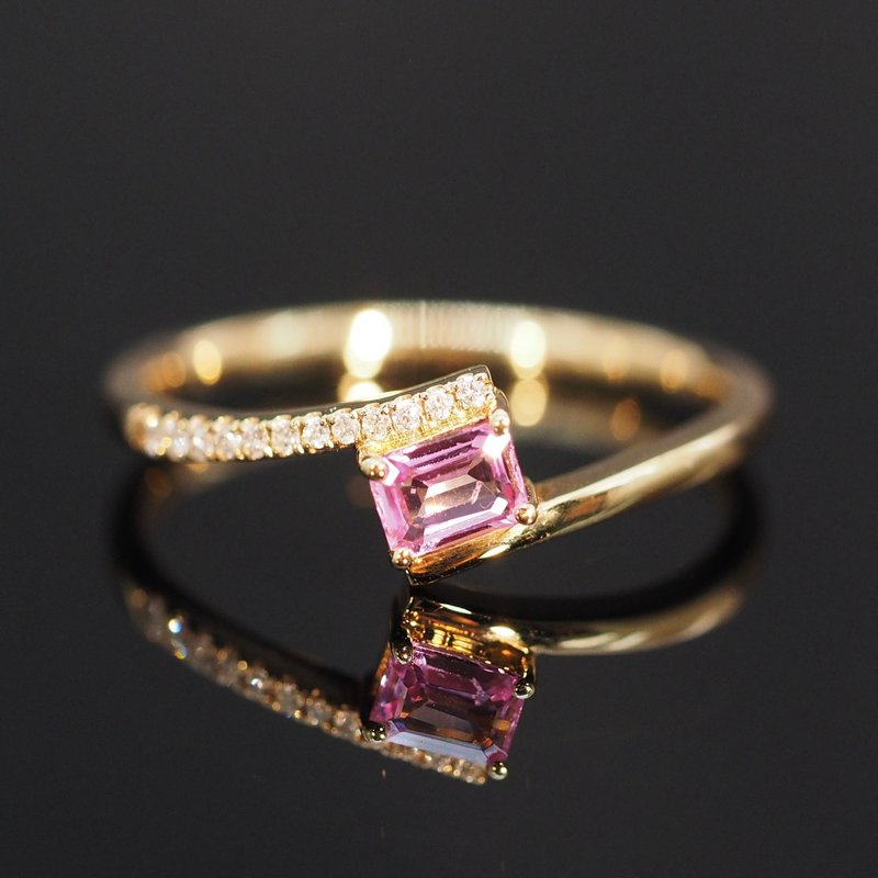 18K金粉红宝石钻石漩涡戒指 18K Gold The Pink Sapphire Diamond - 戒指 - 贵金属 