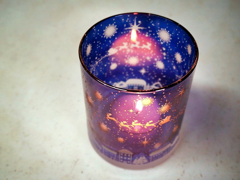 サンタと雪降る街【グラス/キャンドルホルダー】 - 蜡烛/烛台 - 玻璃 蓝色