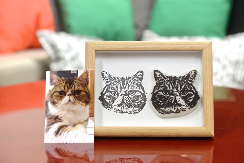 定制化宠物写实橡皮印章 - 猫(连相架) - 其他 - 橡胶 多色