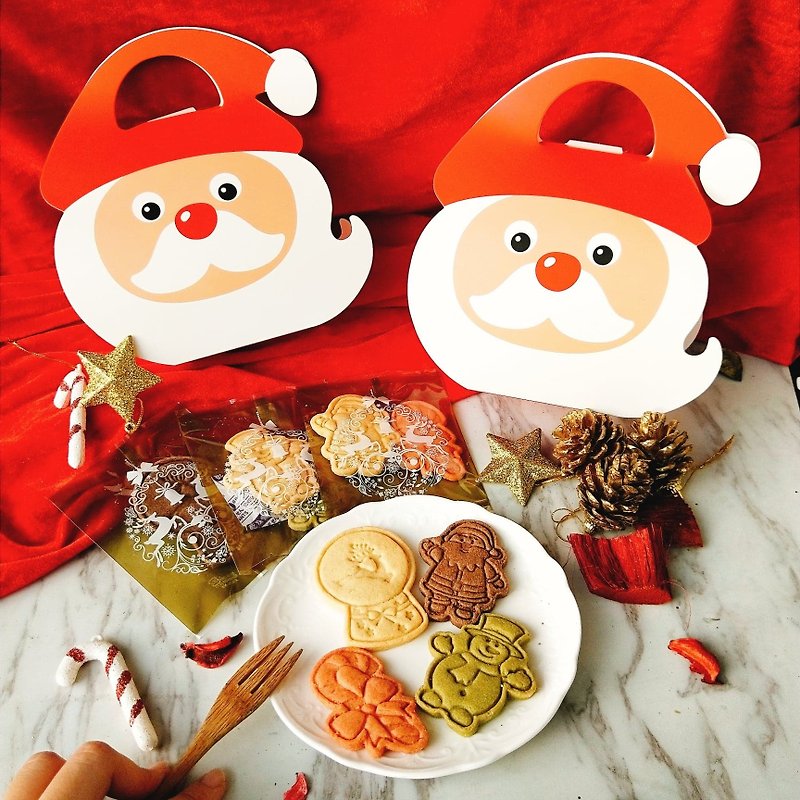 【塔菓】微笑老公公-圣诞节甜点手提礼盒 /造型手工饼干(4种造型) - 手工饼干 - 新鲜食材 红色
