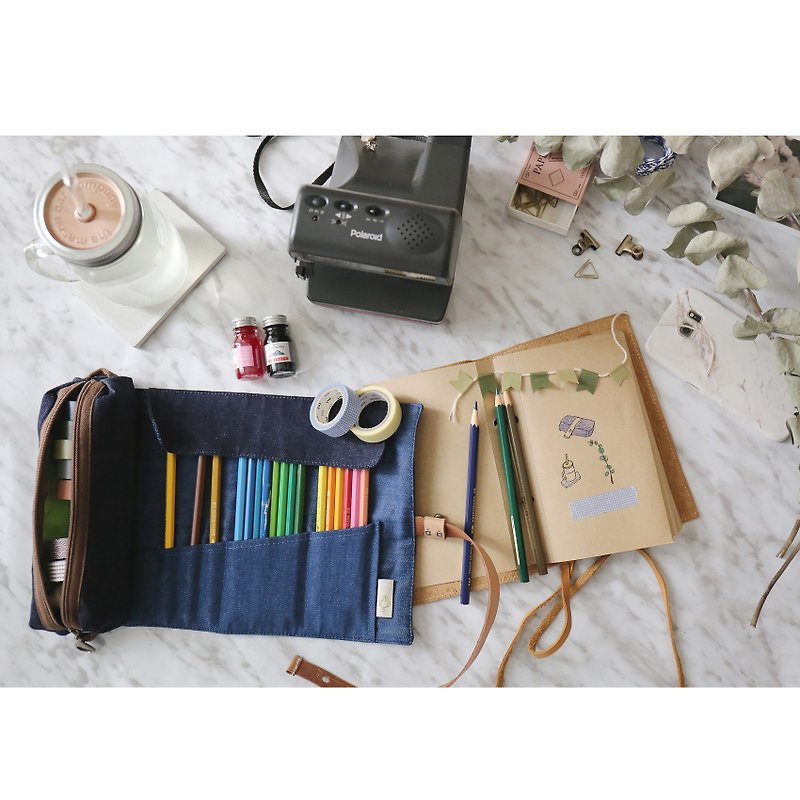 layoo 来哟│综合寿司卷:皮革工具卷+功能拉链袋(笔袋 笔卷) - 铅笔盒/笔袋 - 其他材质 蓝色