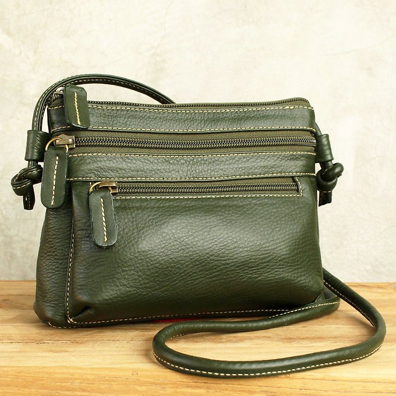Mini Cross Body Bag - Cookies - Green (Genuine Cow Leather) / 皮 包 - 侧背包/斜挎包 - 真皮 绿色