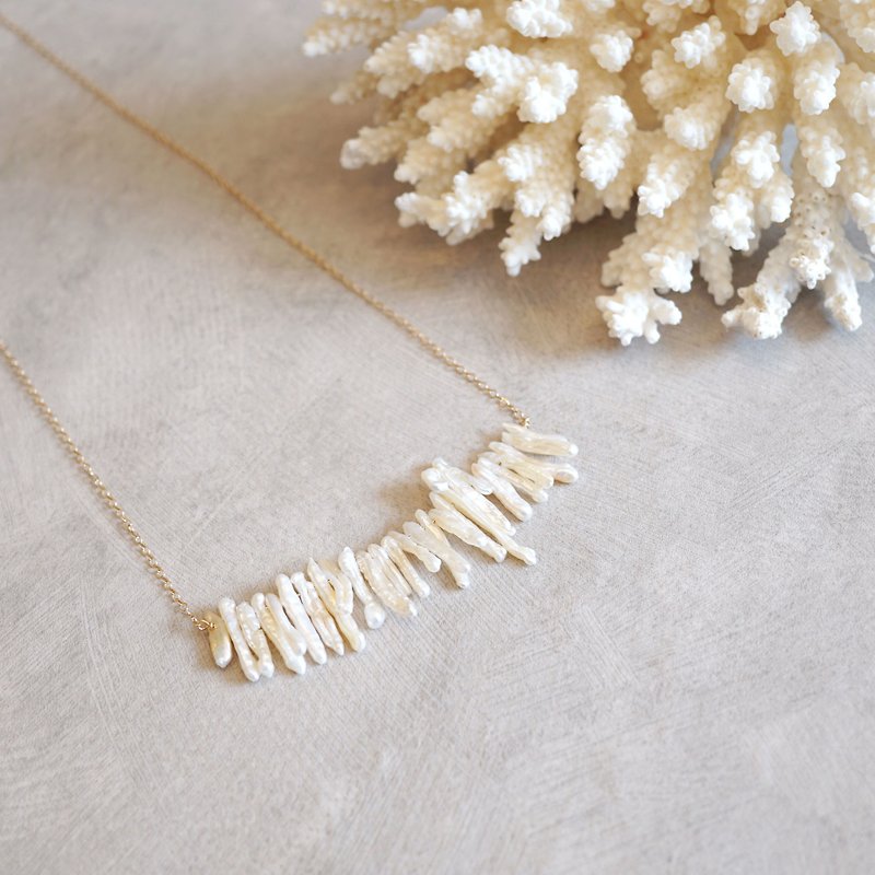 14kgf Fringe Pearl Necklace - 项链 - 其他金属 金色