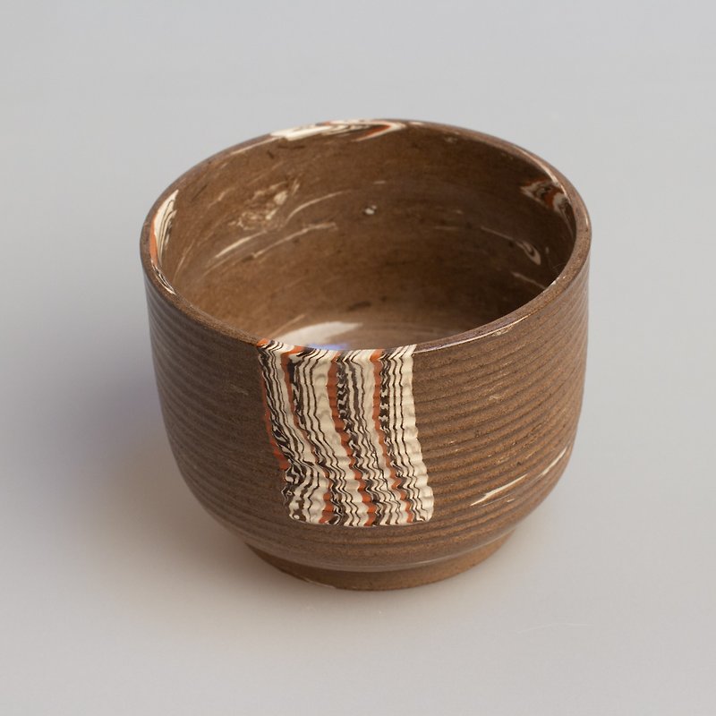 Nerikomi, tea cup, handmade pottery unique mug - 杯子 - 陶 咖啡色
