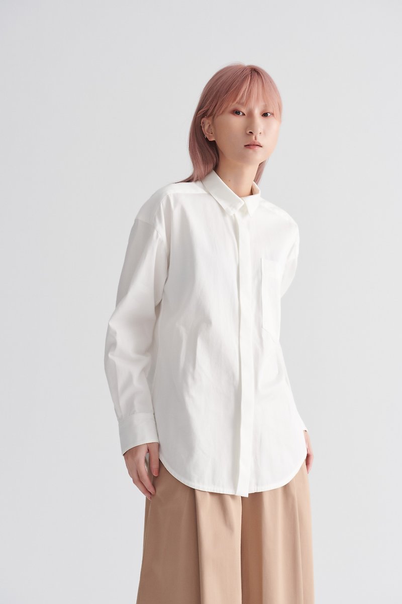 Shan Yong 斜纹简约造型棉质衬衫 - 女装衬衫 - 棉．麻 