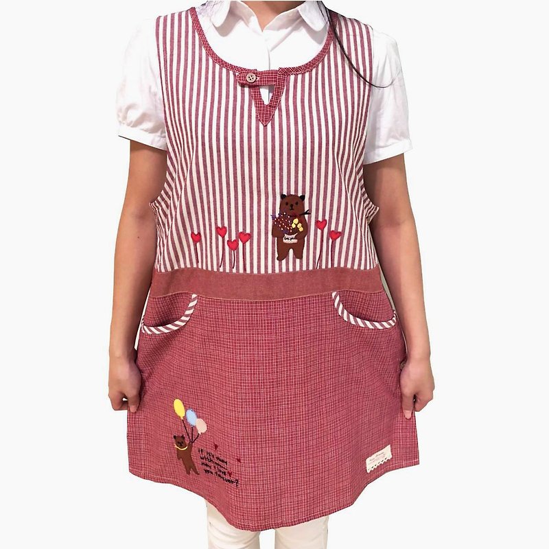 【BEAR BOY】气球小熊双口袋围裙-红(侧扣) - 围裙 - 其他材质 多色