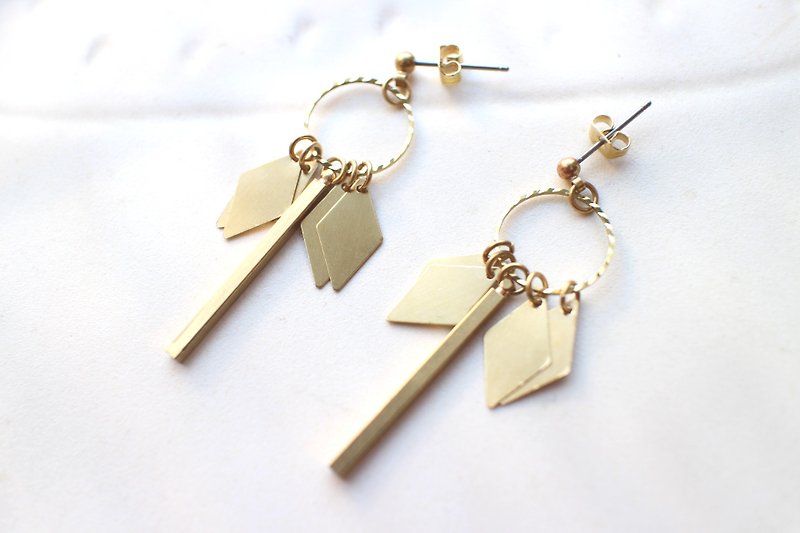 吉普赛女郎-黄铜耳环-可改夹 - 耳环/耳夹 - 铜/黄铜 金色