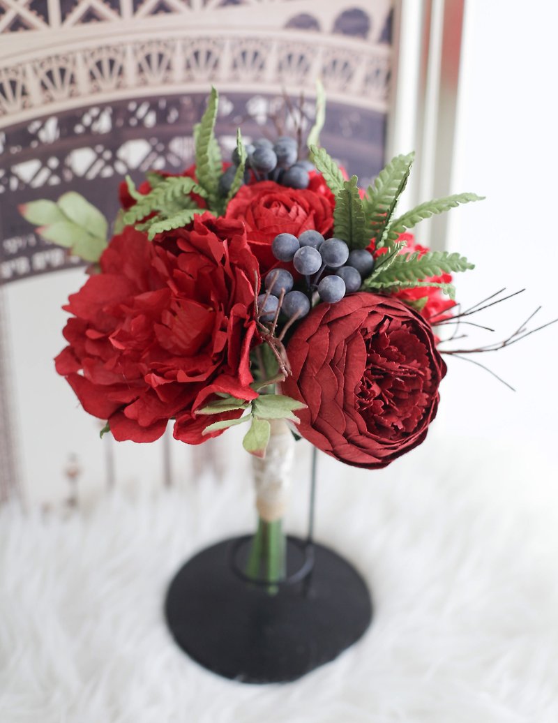 POISON APPLE | Handmade Mini Flower Bouquet - 木工/竹艺/纸艺 - 纸 红色