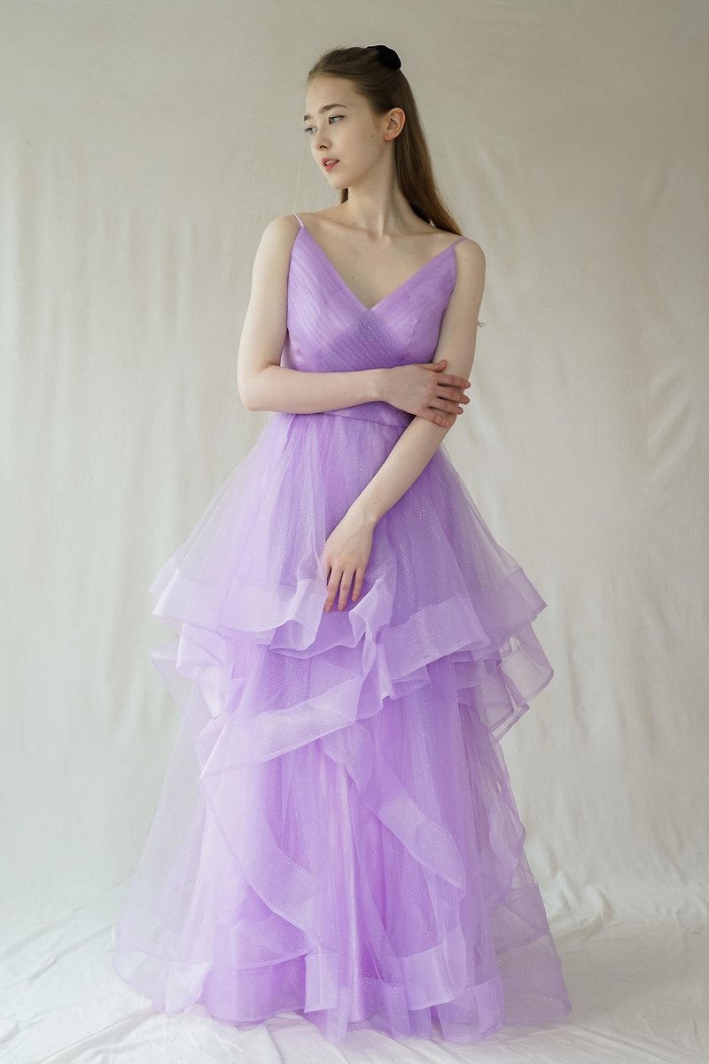紫色亮片薄纱分层婚纱 - 晚装/礼服 - 其他材质 紫色