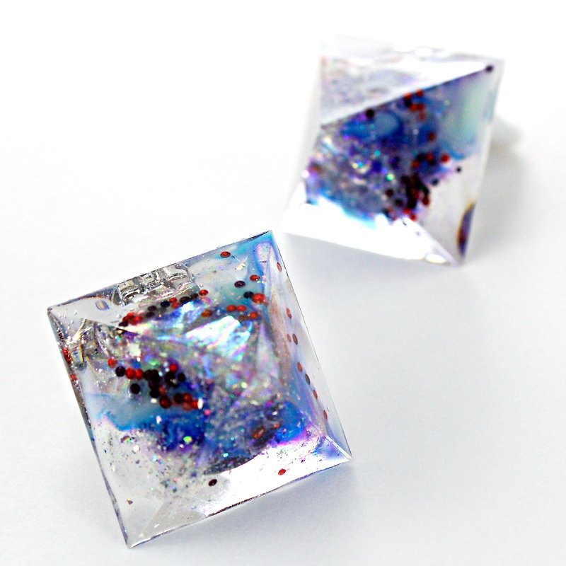 ピラミッドイヤリング(アイスバブル) - 耳环/耳夹 - 其他材质 蓝色