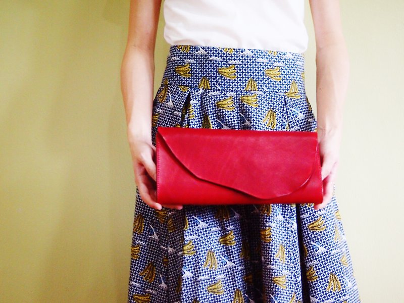 Red Leather Clutch Bag for Cocktail Party / Dinner - Statement Red Clutch - 手拿包 - 真皮 红色