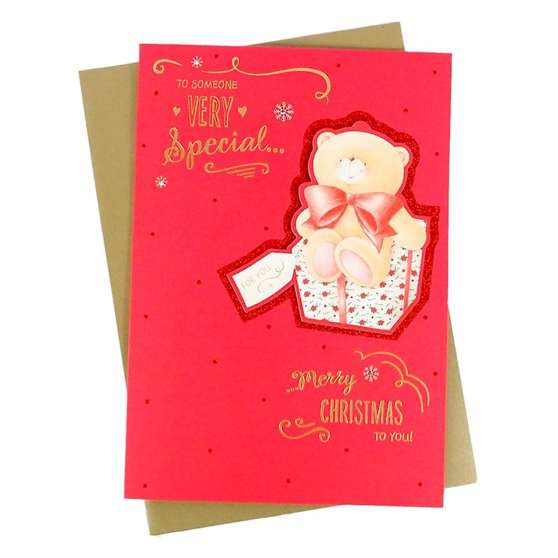 坐在礼物上的小熊 耶诞卡片【Hallmark-卡片 圣诞节系列】 - 卡片/明信片 - 纸 红色