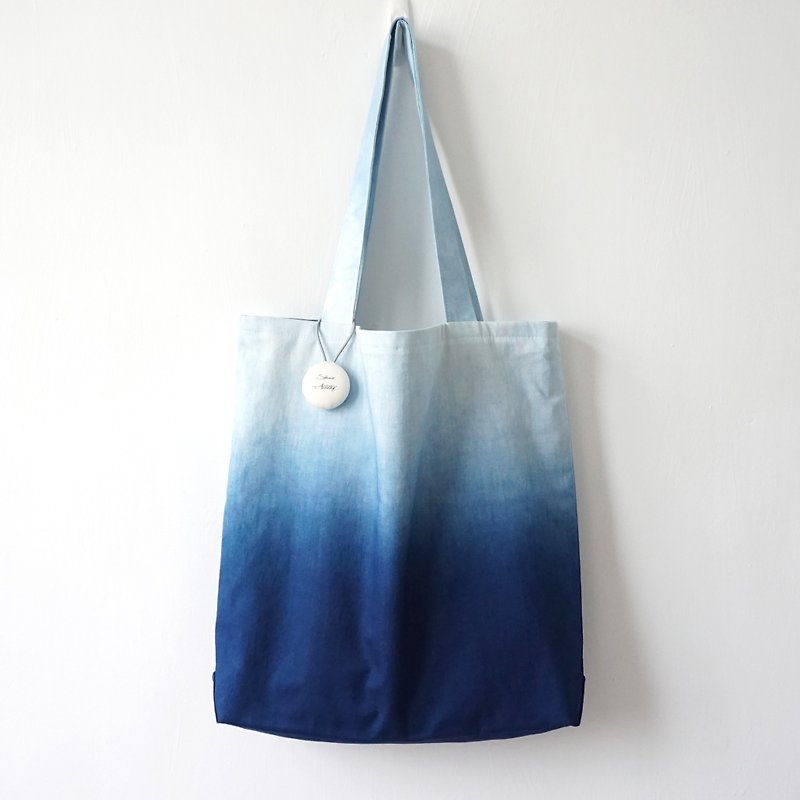 S.A x Ocean 蓝染海洋自然图案托特包 - 侧背包/斜挎包 - 棉．麻 蓝色