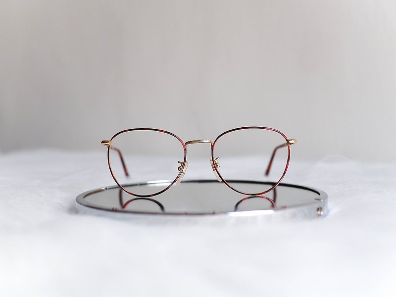 河水山 - 新舄豹花艳红春季日和 金丝雕花镜椭圆框眼镜 / glasses - 眼镜/眼镜框 - 其他金属 红色