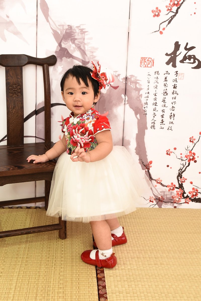 旗袍改良式礼服 中国红 - 其他 - 棉．麻 红色
