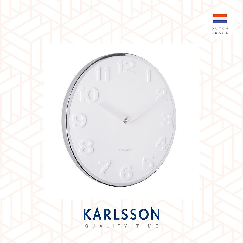 荷兰Karlsson, wall clock New Original numbers white 凸数字 - 时钟/闹钟 - 塑料 白色