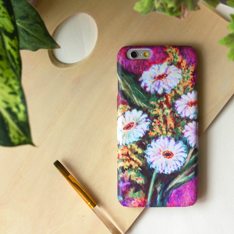 油彩白色花朵充满生命力. 磨砂硬壳(HTC, Samsung,Sony, LG,iPhone) - 手机壳/手机套 - 塑料 紫色