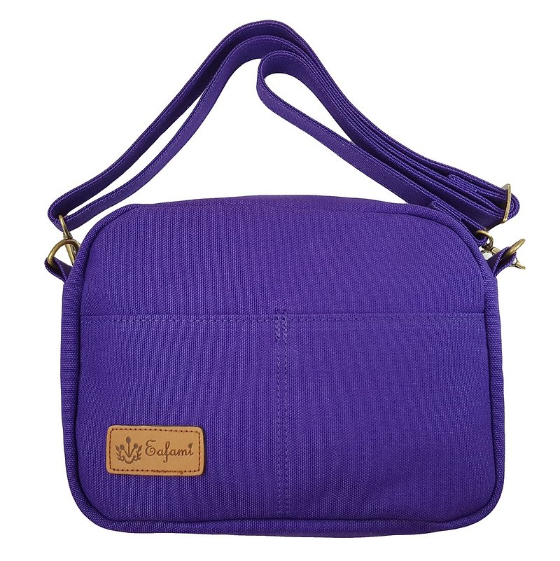 Eafami大口袋广角方包- Sif紫 - 侧背包/斜挎包 - 棉．麻 紫色