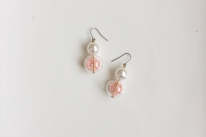 鲑鱼 玻璃泡泡珍珠造型耳环 - 耳环/耳夹 - 宝石 粉红色