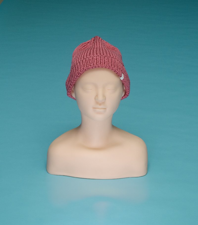 素色 - 深粉 OTB007 手工编织毛帽 - 帽子 - 棉．麻 粉红色