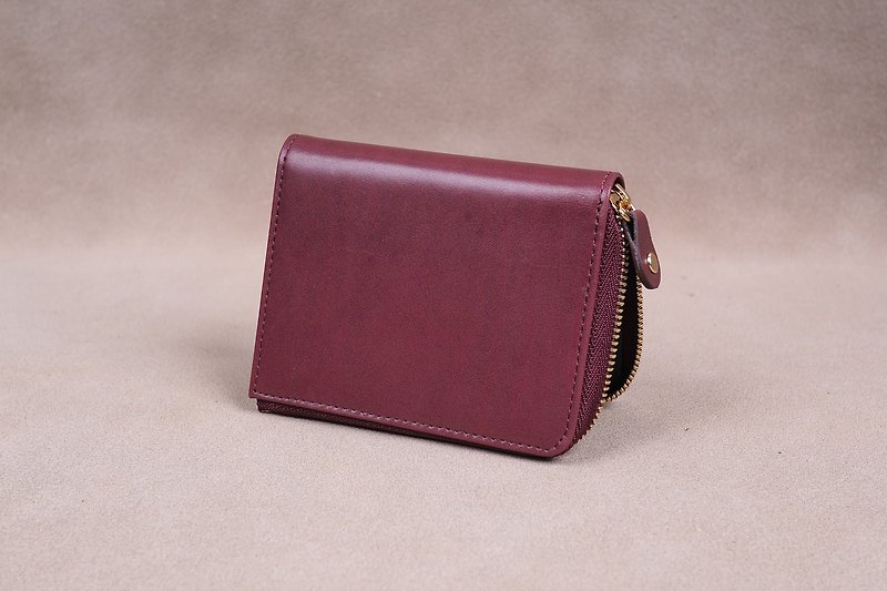 Zipper Wallet / Coin Wallet / Italy calf Leather(Marsala) - 零钱包 - 真皮 