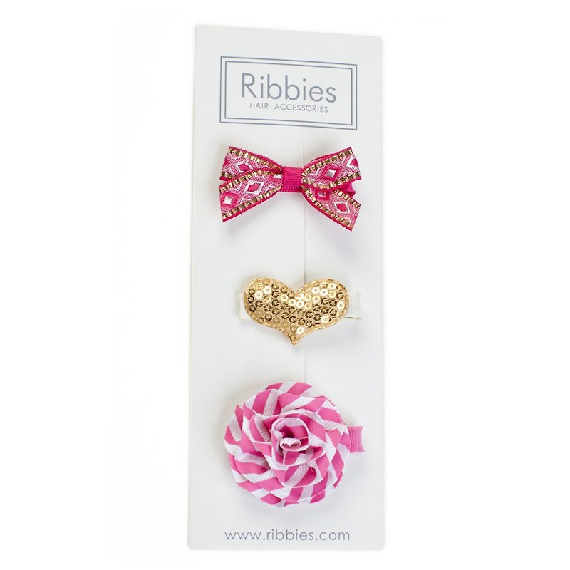 英国Ribbies 综合缎带3入组-Rosie - 发饰 - 聚酯纤维 