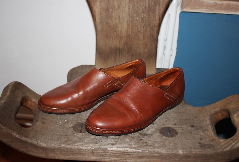 S103(Vintage)[意大利制里标]咖啡色平底皮鞋(23.5cm)(Made in Italy) - 女款休闲鞋 - 真皮 咖啡色