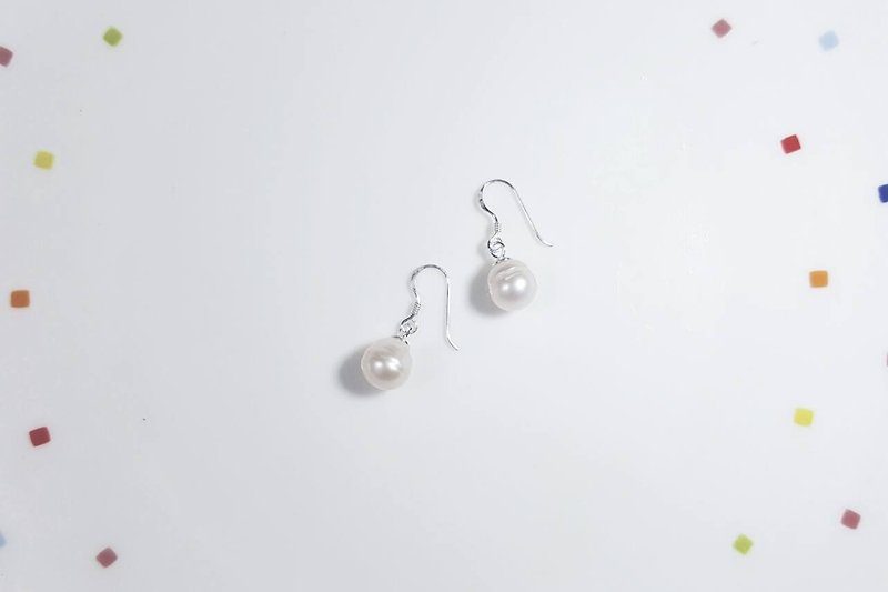 //白露// 纯银 淡水珍珠 天然珍珠 耳环 情人节礼物 - 耳环/耳夹 - 宝石 白色