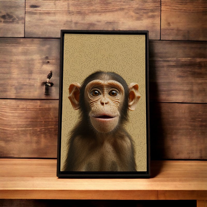 嘿!看镜头-黑猩猩 - 拼图 - 木头 咖啡色