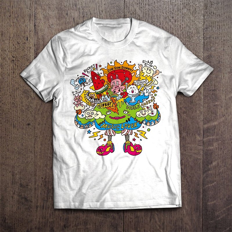 キャラクターTシャツ POPFES MONSTER - 女装 T 恤 - 棉．麻 白色