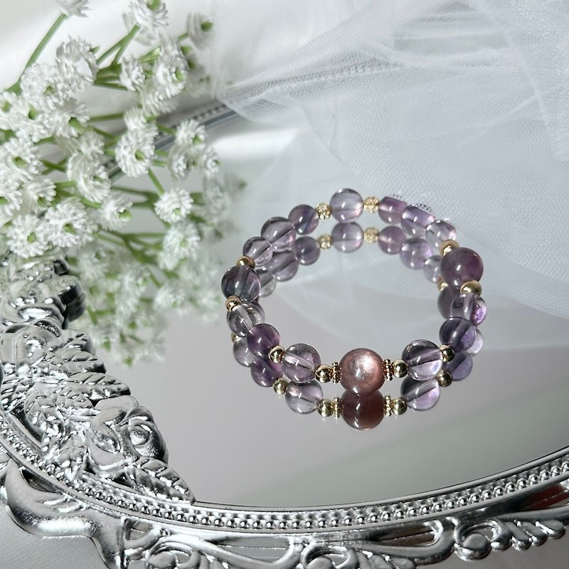 气质紫晶招贵人手串 - 巴西紫水晶、彩虹萤石、紫锂云母 - 手链/手环 - 水晶 紫色