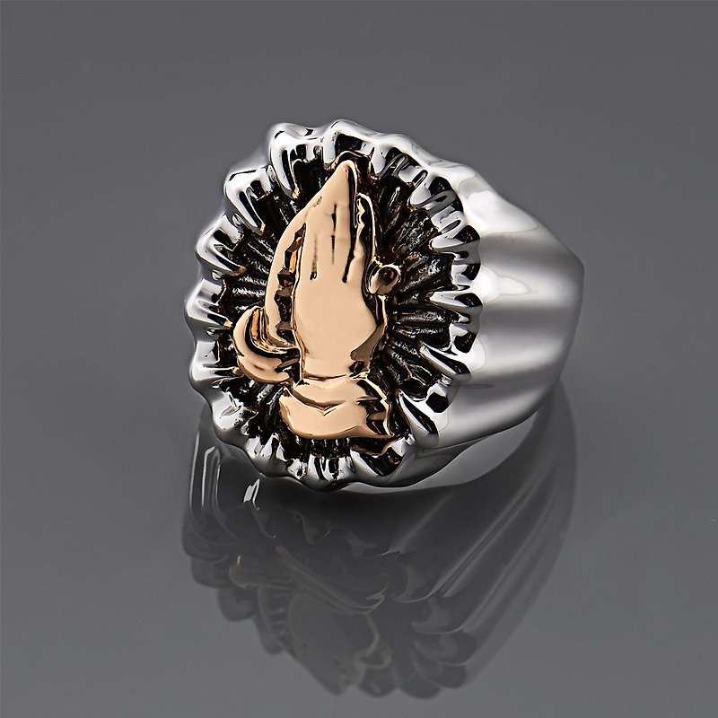 祈祷手戒指 - 戒指 - 其他金属 银色