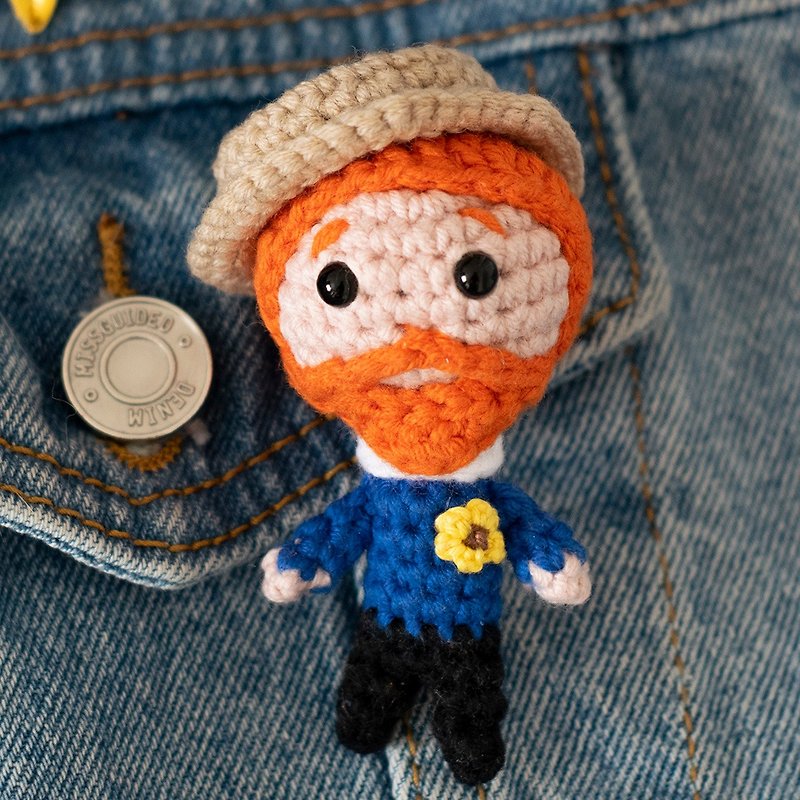 艺术家文森特·梵高微型手工毛绒玩具送给创意人士的礼物 - 玩偶/公仔 - 棉．麻 橘色