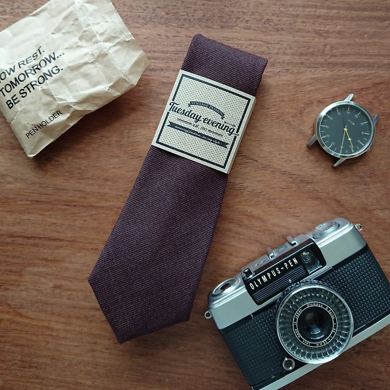 Necktie Brown Syrup - 领带/领带夹 - 棉．麻 咖啡色