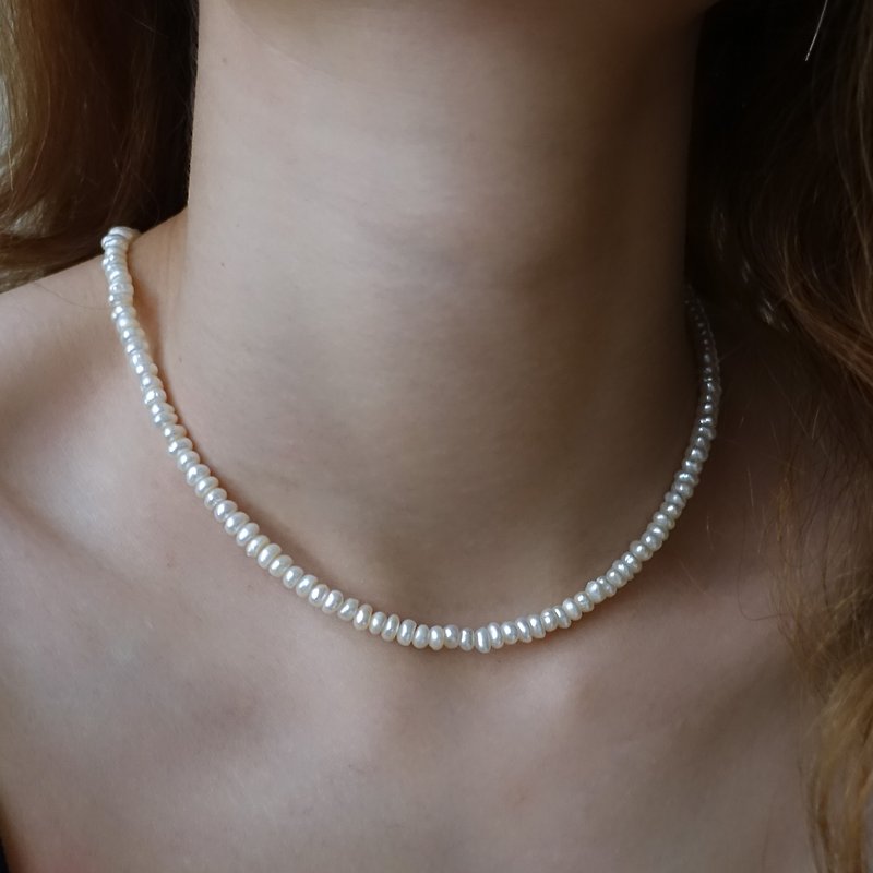 Mabel 全珍珠项链 小珍珠 淡水珍珠 纯银 精致 礼物 日常 可定制 - 项链 - 珍珠 白色