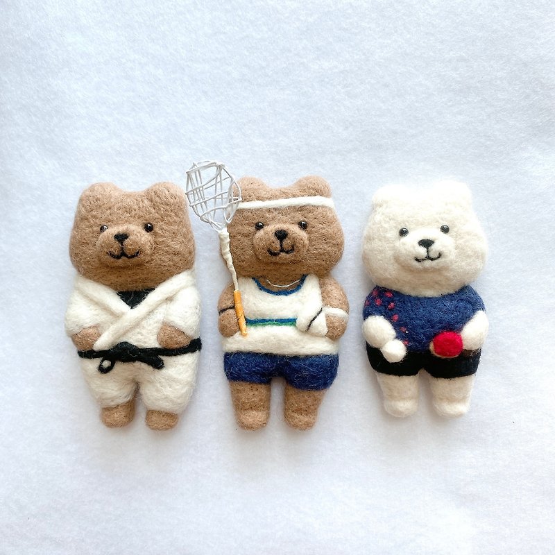 林檎小熊穿运动员服装 羽球 桌球 柔道 - 钥匙链/钥匙包 - 羊毛 