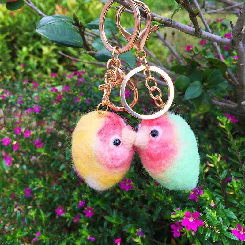 小鸟啾啾 - 羊毛毡爱情鸟磁铁钥匙圈  可定制加字 - 钥匙链/钥匙包 - 羊毛 多色