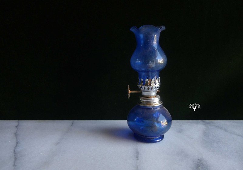 【老时光 OLD-TIME】早期日本蓝玻璃油灯 - 灯具/灯饰 - 其他材质 
