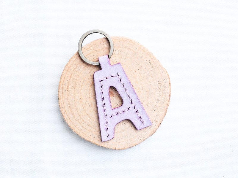 头文字A字母锁匙扣—白蜡皮组 好好缝 皮革材料包 钥匙圈 意大利 - 皮件 - 真皮 紫色