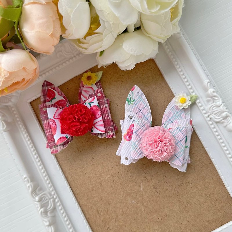 儿童小孩女孩兔子造型蝴蝶结全包缎止滑发夹 - 发饰 - 其他材质 粉红色