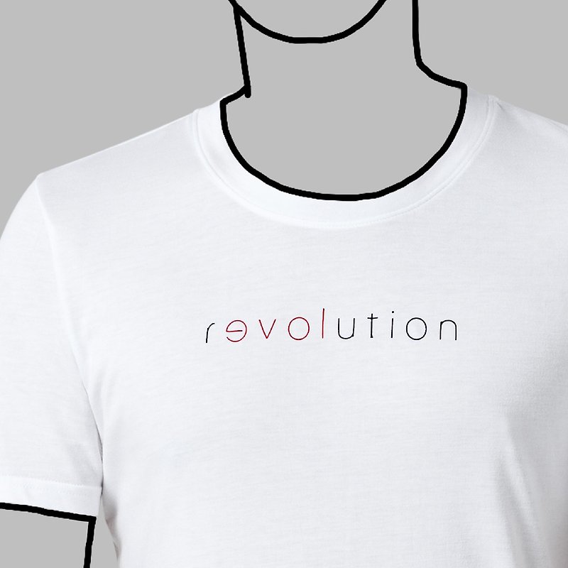 白-Revolution for Love 为爱革命 / 100%纯棉T -送系列笔记本1本 - 中性连帽卫衣/T 恤 - 棉．麻 白色