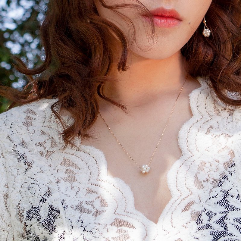 绣球珍珠项链 VISHI天然淡水珍珠14k包注金锁骨链新款女气质礼物 - 项链 - 其他材质 