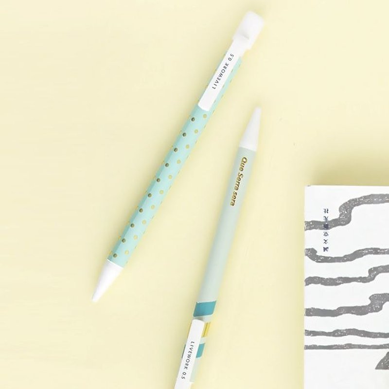Livework-粉漾烫金0.5自动铅笔-点点粉绿,LWK31574 - 铅笔/自动铅笔 - 塑料 绿色