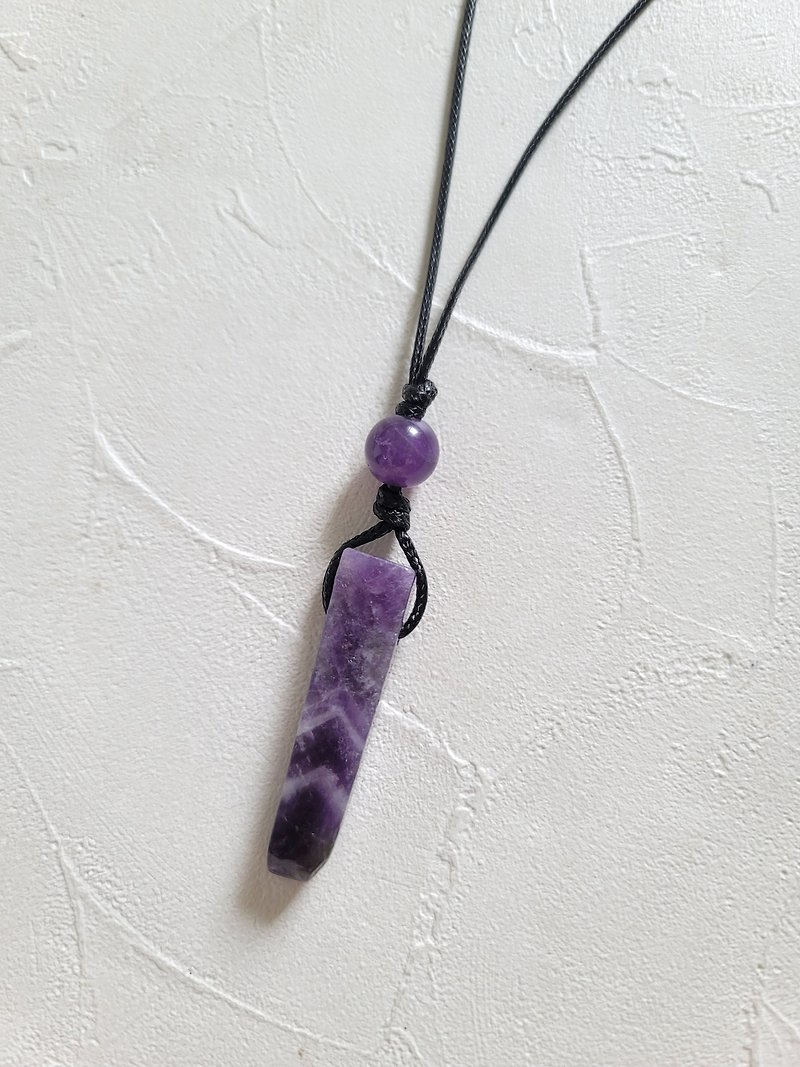天然矿石紫水晶原石颈链项链 矿石项链 男项链 颈绳 欧美风 - 项链 - 宝石 紫色